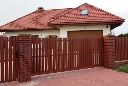 Откатные ворота из металлоштакетника